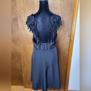 Elegant Black Evening Dress With Feather Detail